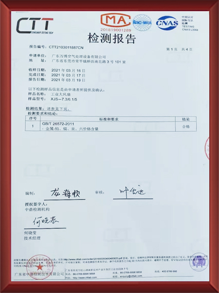 工业大风扇检测报告